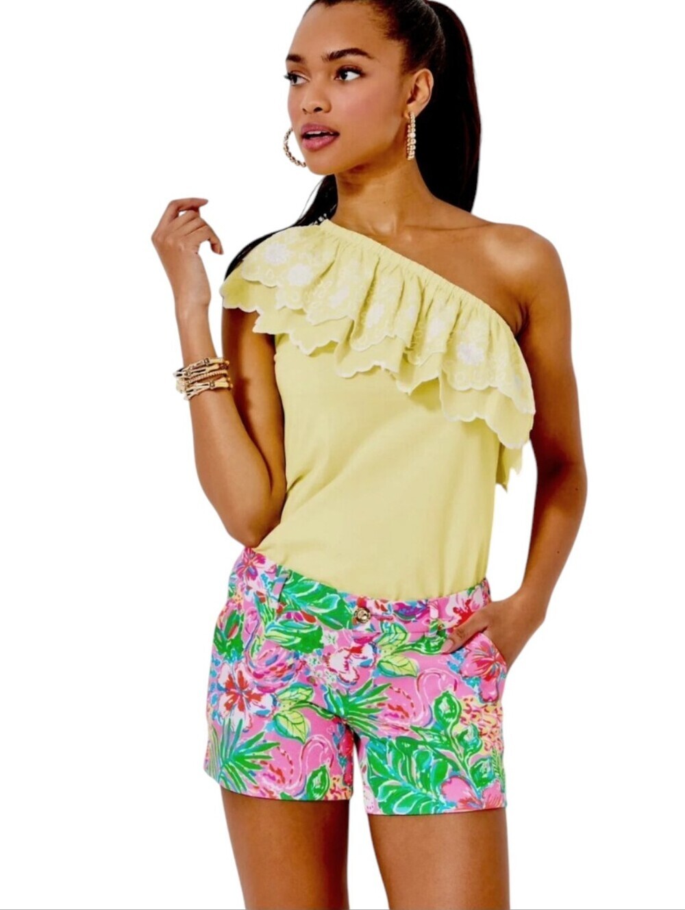 Poshmark Title: Lilly Pulitzer Callahan Shorts Pink Tropical Floral Print 12